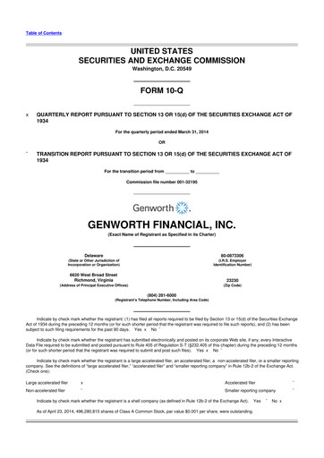Thumbnail Genworth Financial
 10-Q Quarterly Report FY2014 