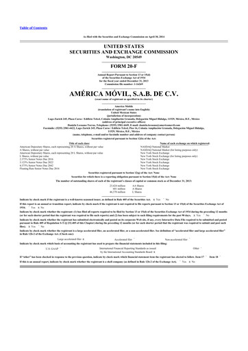 Thumbnail America Movil 20-F Annual Report 