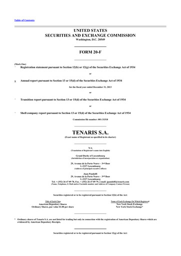 Thumbnail Tenaris 20-F Annual Report 