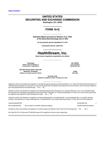 Thumbnail HealthStream 10-Q Quarterly Report FY2014 