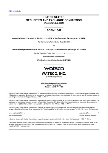 Thumbnail Watsco
 10-Q Quarterly Report FY2014 