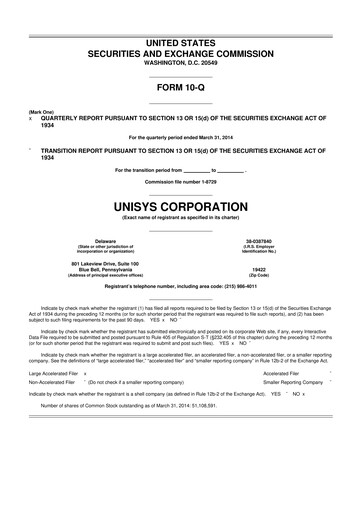 Thumbnail Unisys 10-Q Quarterly Report FY2014 
