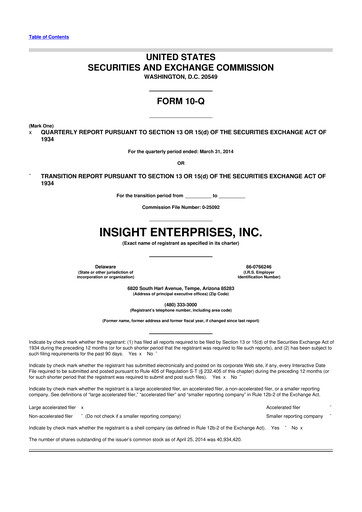 Thumbnail Insight Enterprises
 10-Q Quarterly Report FY2014 
