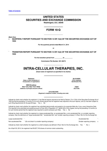 Vorschaubild Intra-Cellular Therapies 10-Q Quartalsbericht 2014 