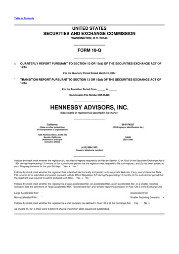 Thumbnail Hennessy Advisors 10-Q Quarterly Report FY2014 