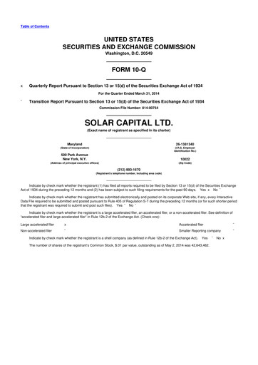 Thumbnail SLR Investment 10-Q Quarterly Report FY 