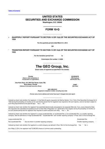 Thumbnail Geo Group 10-Q Quarterly Report FY2014 