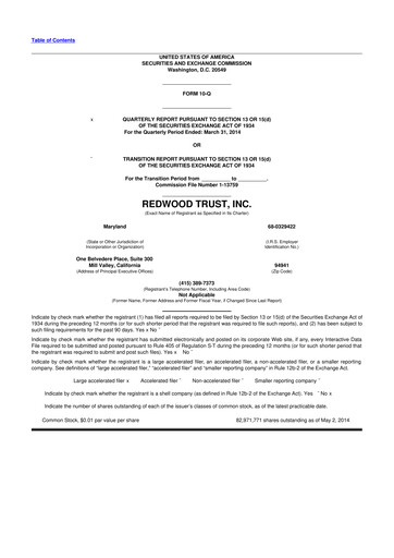 Thumbnail Redwood Trust 10-Q Quarterly Report FY2014 