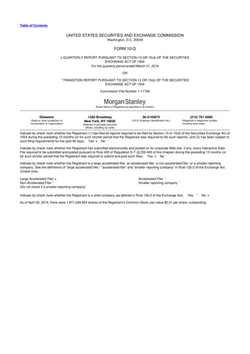 Thumbnail Morgan Stanley 10-Q Quarterly Report FY2014 