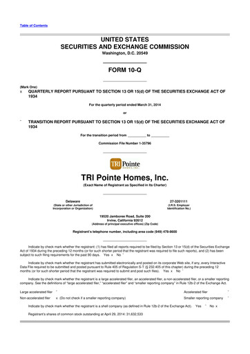 Thumbnail Tri Pointe Homes 10-Q Quarterly Report FY2014 