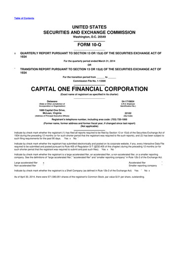 Thumbnail Capital One 10-Q Quarterly Report FY2014 