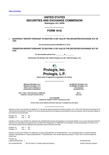 Thumbnail Prologis 10-Q Quarterly Report FY2014 