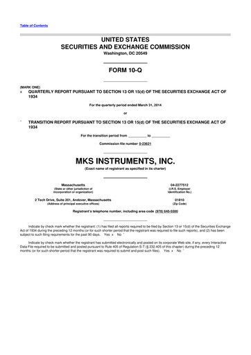 Thumbnail MKS Instruments 10-Q Quarterly Report FY2014 