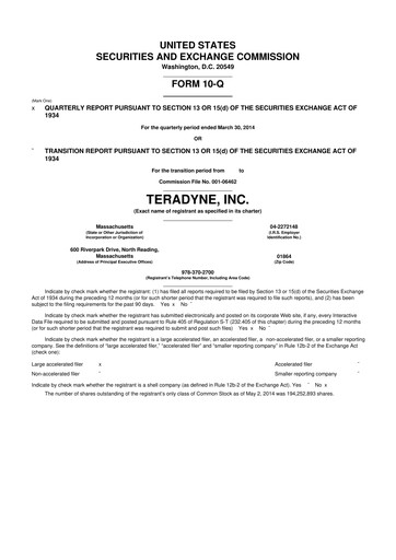 Thumbnail Teradyne 10-Q Quarterly Report FY2014 