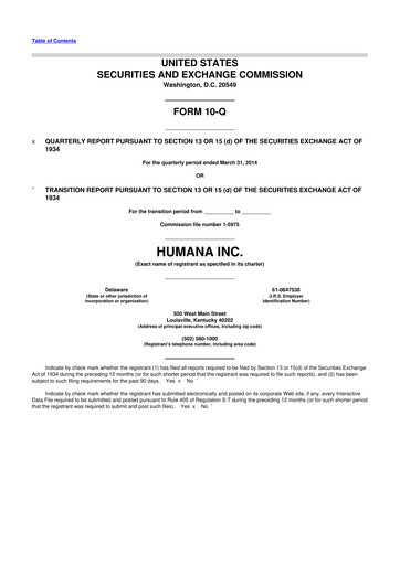 Thumbnail Humana 10-Q Quarterly Report FY2014 