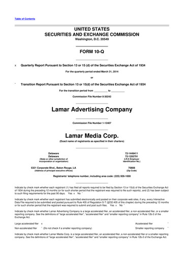 Thumbnail Lamar Advertising 10-Q Quarterly Report FY 
