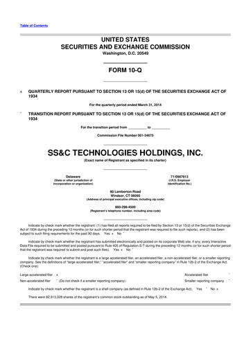 Thumbnail SS&C Technologies
 10-Q Quarterly Report FY2014 