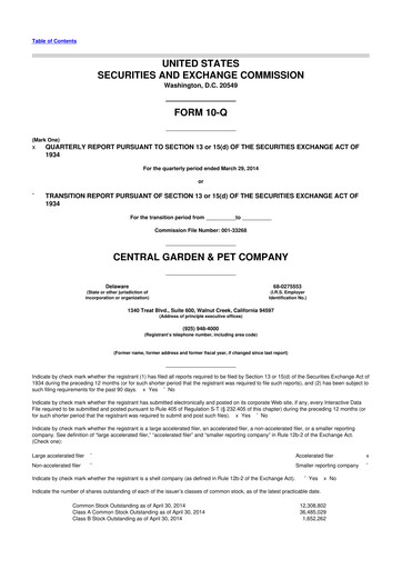 Vorschaubild Central Garden & Pet 10-Q Quartalsbericht 2014 