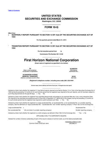 Thumbnail First Horizon Corporation 10-Q Quarterly Report FY2014 
