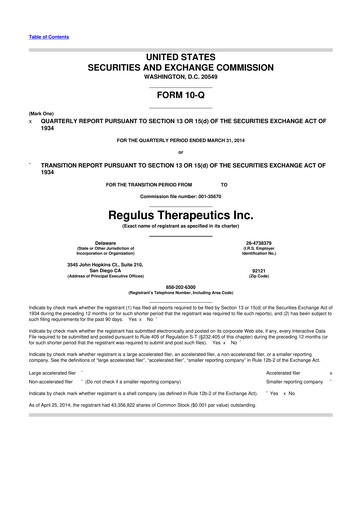 Thumbnail Regulus Therapeutics 10-Q Quarterly Report FY2014 
