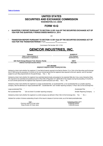 Thumbnail Gencor Industries
 10-Q Quarterly Report FY2014 