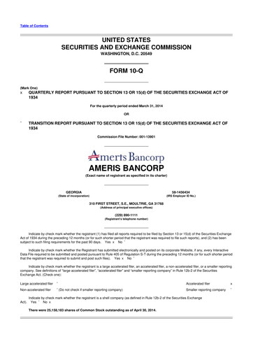 Miniature Ameris Bancorp
 10-Q Rapport trimestriel 2014 