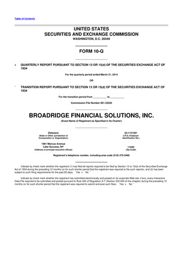 Thumbnail Broadridge Financial Solutions
 10-Q Quarterly Report FY2014 
