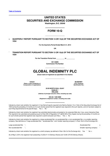 Thumbnail Global Indemnity 10-Q Quarterly Report FY2014 