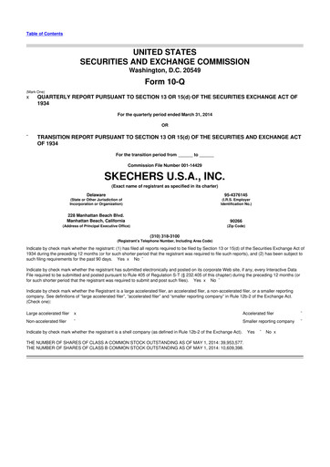 Thumbnail Skechers
 10-Q Quarterly Report FY2014 