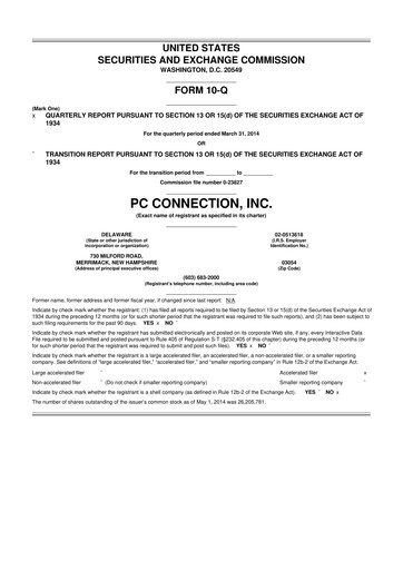 Thumbnail PC Connection
 10-Q Quarterly Report FY2014 