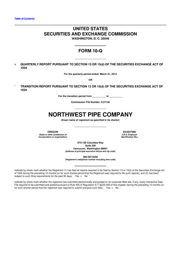 Miniature Northwest Pipe Company
 10-Q Rapport trimestriel 2014 