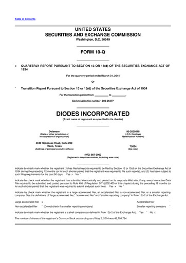 Miniature Diodes Incorporated 10-Q Rapport trimestriel 2014 