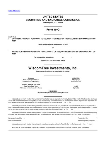 Vorschaubild WisdomTree
 10-Q Quartalsbericht 2014 