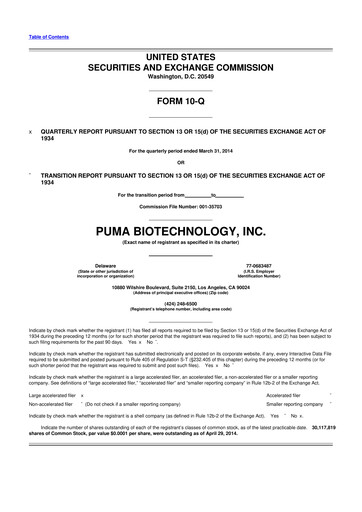 Thumbnail Puma Biotechnology 10-Q Quarterly Report FY2014 