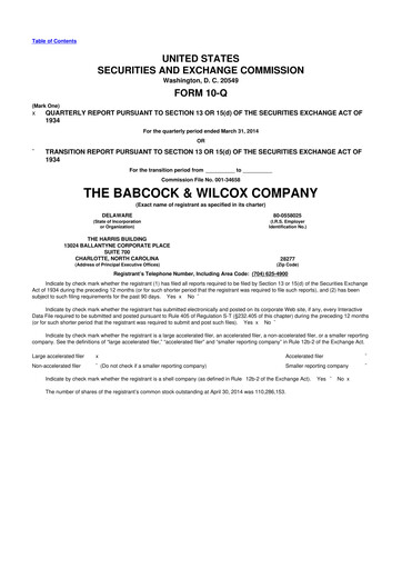 Thumbnail BWX Technologies
 10-Q Quarterly Report FY2014 