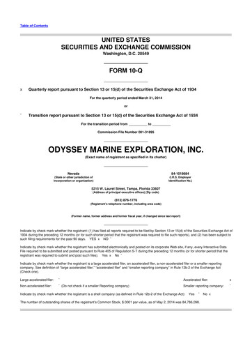 Thumbnail Odyssey Marine Exploration 10-Q Quarterly Report FY2014 