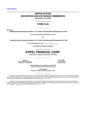 Thumbnail Stifel
 10-Q Quarterly Report FY2014 