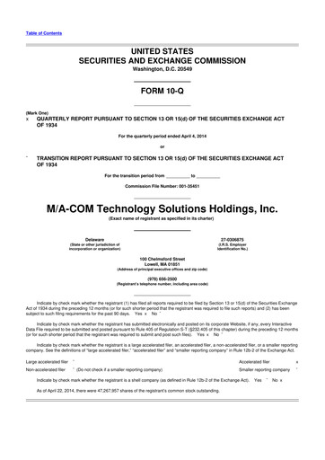 Thumbnail MACOM Technology Solutions 10-Q Quarterly Report FY2014 