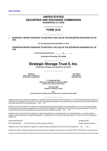 Thumbnail SmartStop Self Storage REIT 10-Q Quarterly Report FY2014 