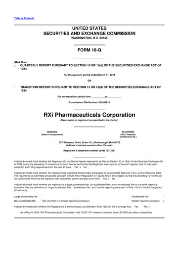 Vorschaubild Phio Pharmaceuticals 10-Q Quartalsbericht 2014 