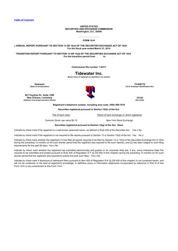 Thumbnail Tidewater 10-K Annual Report 2014