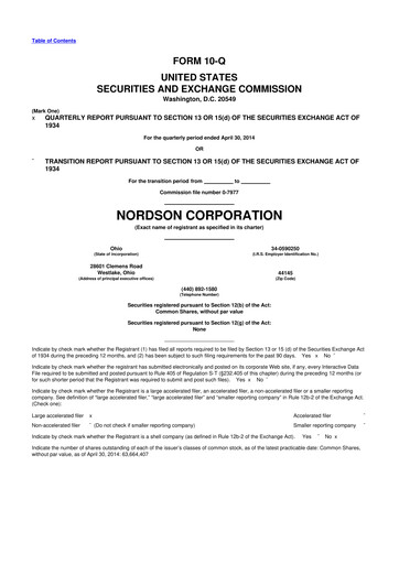 Thumbnail Nordson 10-Q Quarterly Report FY2014 