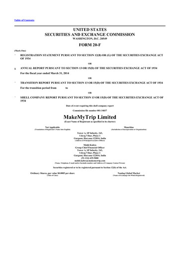 Thumbnail MakeMyTrip
 20-F Annual Report 