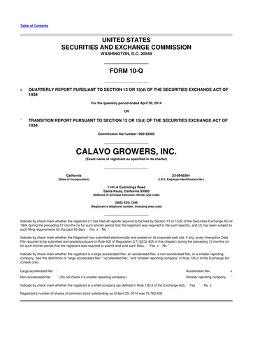 Thumbnail Calavo Growers
 10-Q Quarterly Report FY2014 