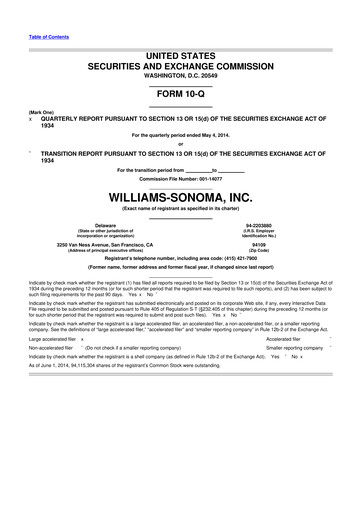 Thumbnail Williams-Sonoma 10-Q Quarterly Report FY2014 