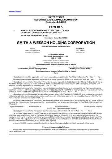 Thumbnail Smith & Wesson 10-K Annual Report 2014