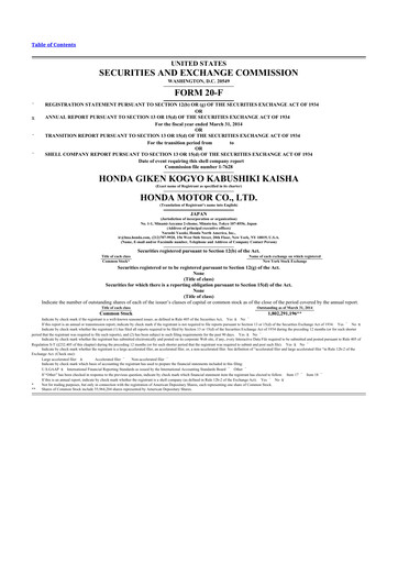 Thumbnail Honda 20-F Annual Report 2014