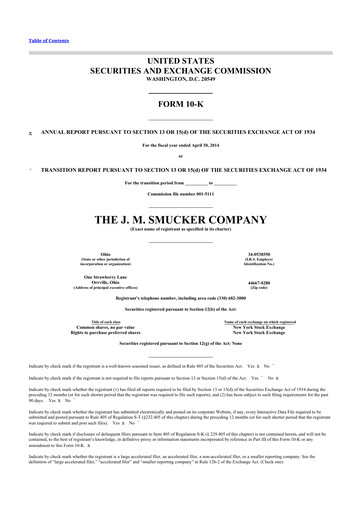 Thumbnail J.M. Smucker Company 10-K Annual Report 2014