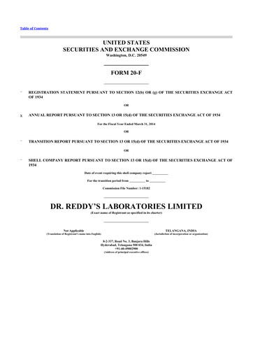 Thumbnail Dr. Reddy's Laboratories 20-F Annual Report 