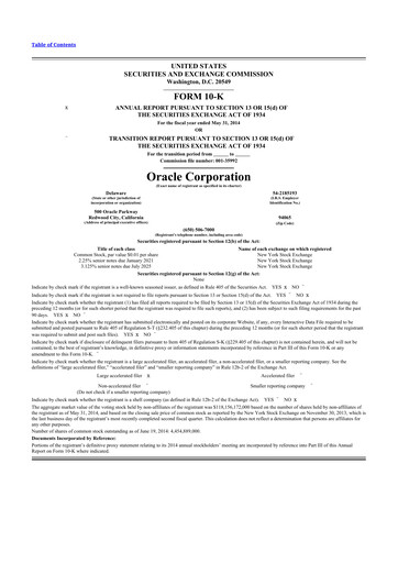 Thumbnail Oracle 10-K Annual Report 2014